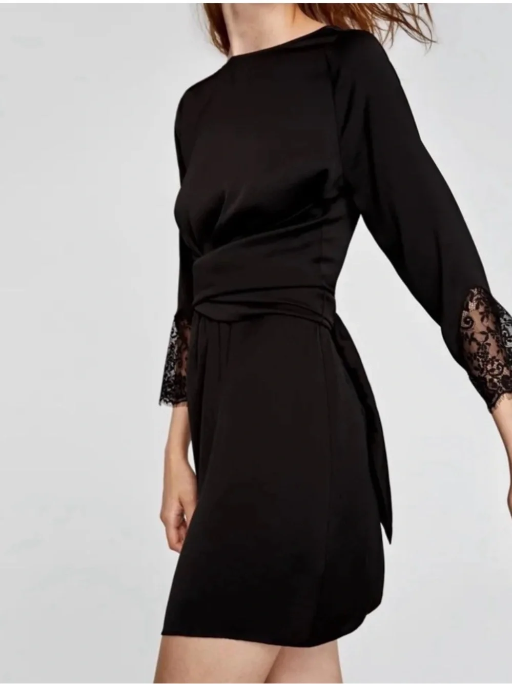 Zara Black Lace Cuff Mini Dress - Picture 2 of 7